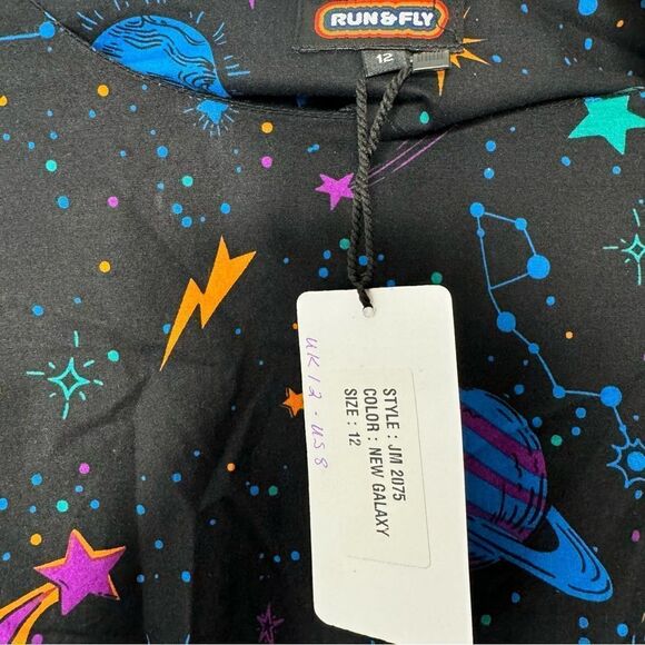 Run and Fly Cosmic Space Belted Tea Dress with Pockets - Picture 4 of 9